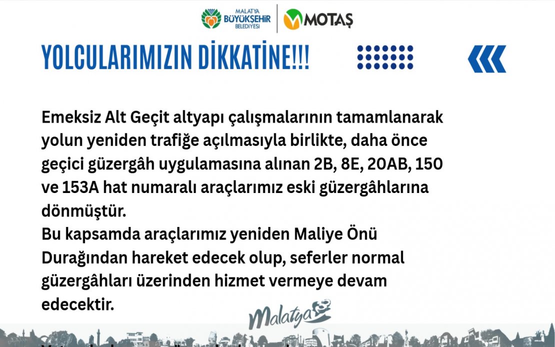YOLCULARIMIZIN DİKKATİNE !